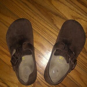 Birkenstock Dark Brown Suede Clogs